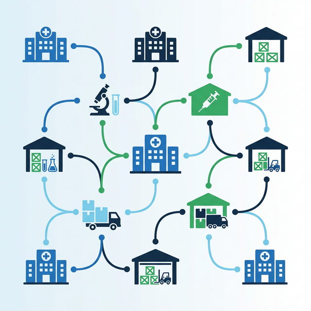 Medical supply network illustration
